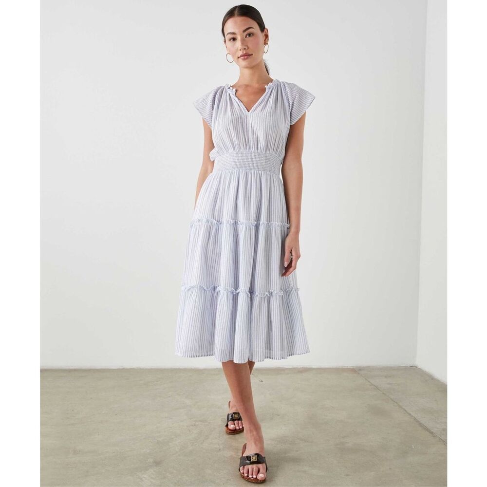 Rails Midi Dress Amellia Cino Stripe White Blue Medium